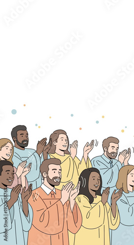 Diverse Crowd Applauding With Enthusiasm: Celebrating Success And Positive Achievement Together