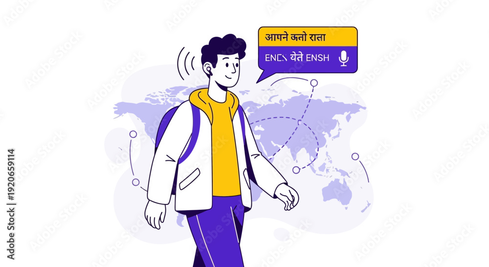 Fototapeta premium Conceptual Illustration Depicting Language Translation and Global Communication Using Modern