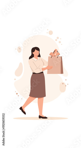 Elegant Woman With Shopping Bag Depicting Commerce and Consumerism in a Modern Setting