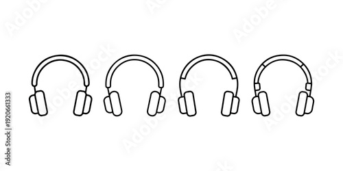 Headphones line icons set for music and audio entertainment design vector illustration for sound devices technology interface and electronic equipment