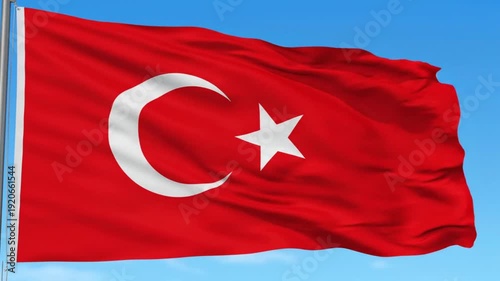 Turkey National Flag Red Background with White Star and Crescent in 4K