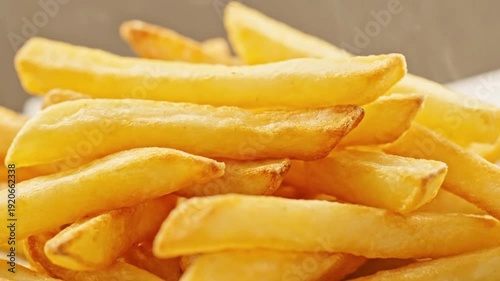 Golden Crispy French Fries Fast Food and Snack Concept in 4K