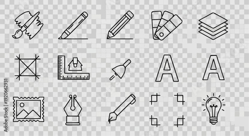 Art Drawing and Design Tools Thin Line Icons Collection