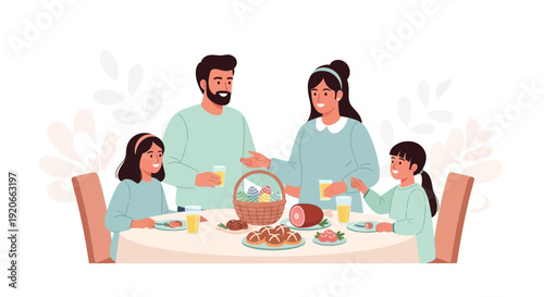 Family Gathered Around a Table, Celebrating a Meal with Joy and Togetherness