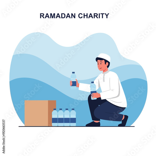 Generous Giving During Ramadan A Man Distributes Essential Supplies