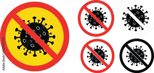 Virus spread prohibition icons collection