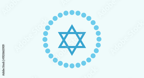 Geometric Star Of David Symbol With Blue Beads Circle