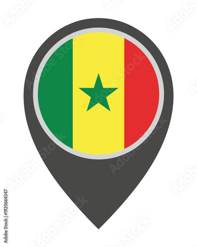 Free Download A flat design illustration of a map pin with the Senegal flag inside, symbolizing location and nationality - GFXLoad
