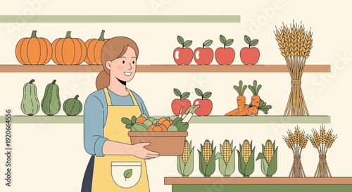 Happy Farmer Showing Freshly Harvested Fruits Vegetables And Grains