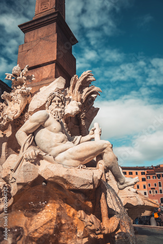Canvas Print Fontana dei Quattro Fiumi, a masterpiece of Baroque art by Gian Lorenzo Bernini,
