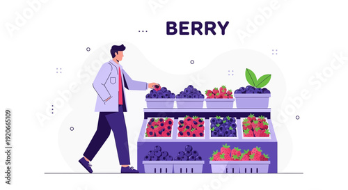 Healthy Food Selection Person Displaying Fresh Berries Fruits in Modern Marketplace