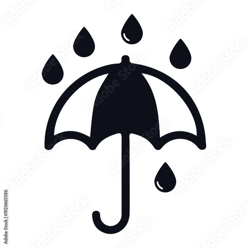 Black Umbrella Symbol Protecting From Rain Drops Icon