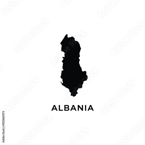 Albania country map silhouette black and white vector illustration