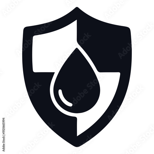 Bild auf Leinwand Waterproof shield icon symbol protection liquid drop