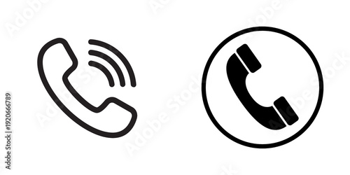 Two black and white phone icons on a transparent background