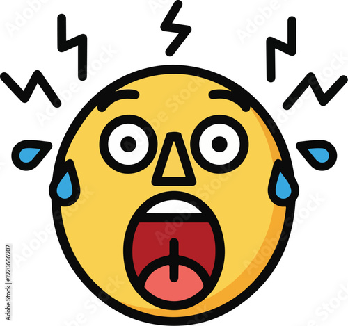 Shocked Face Emoji with Lightning Bolts