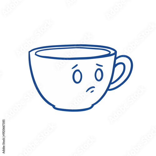 Minimalist Vector Tea Cup Illustration Depicting Loneliness and Empty Nest Syndrome for Wellness and Mental Health Campaigns