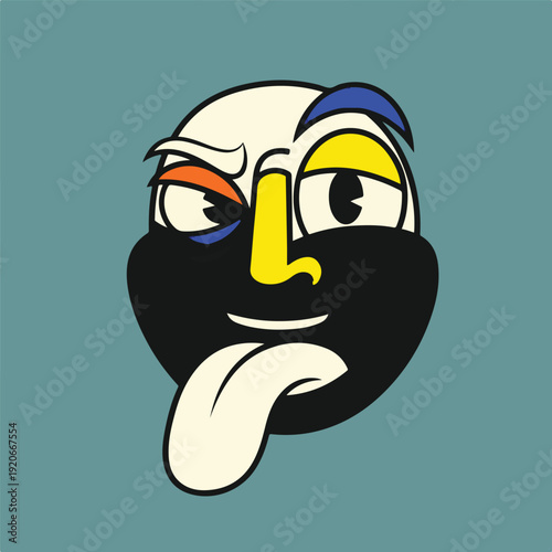 Cartoon face with tongue out and winking eye