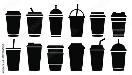 Coffee cup silhouette vector icon set