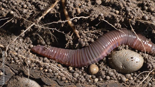 worm crawls on the ground