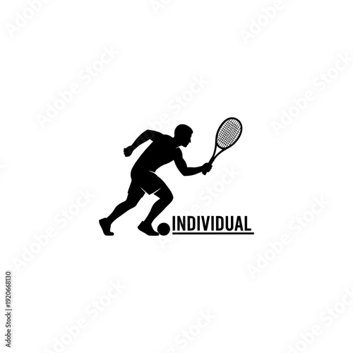 Tennis Player in Action Silhouette