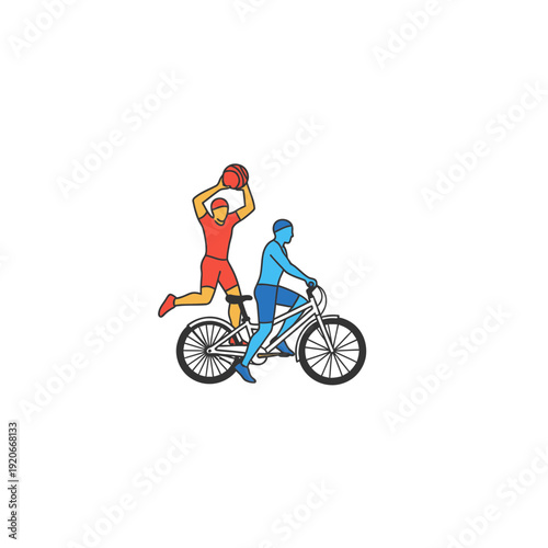 Basketball Player Overtaking Cyclist
