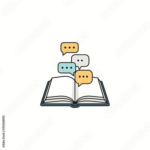 Open Book with Chat Bubbles