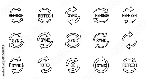 Refresh and Sync Icons Set, Update and Synchronization Symbols for Web and App Design