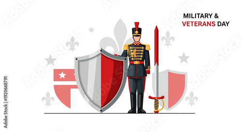 Heroic Soldier Guarding Nation's Symbols of Honor and Remembrance