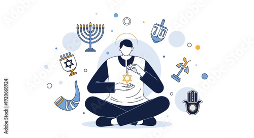 Holistic Jewish Iconography And Spiritual Meditation Concept