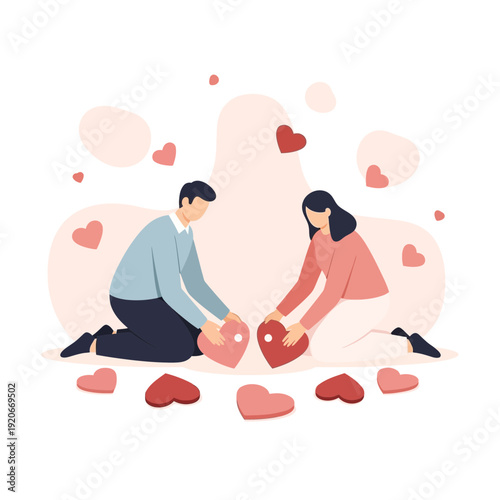 Illustration Depicting Mutual Affection: A Visual Representation of Bond and Connection