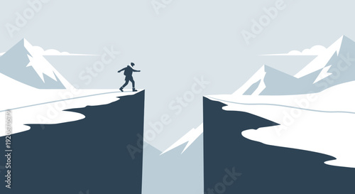 Journey Across A Perilous Chasm Amidst Majestic Snowcapped Mountains