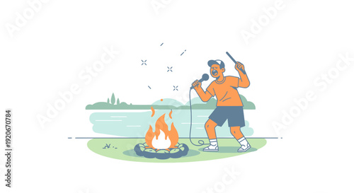 Joyful Campfire Serenade Under The Open Sky