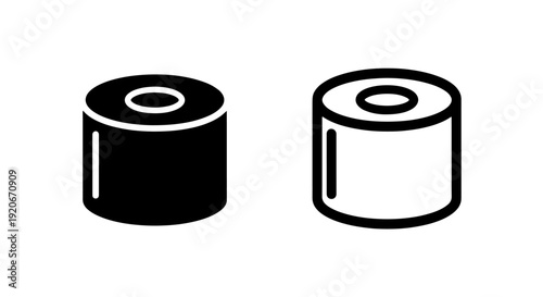 Minimalist black and white icons of sushi rolls, perfect for creating eye-catching food designs.
