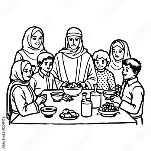 Family gathered for iftar together