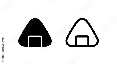 Onigiri Rice Ball Icons: Solid Black and Outline Shapes