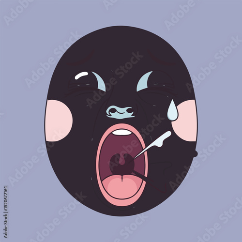 Crying cartoon face receiving injection