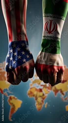 Slow Motion USA & Iran Fist Confrontation | Political Conflict 4K