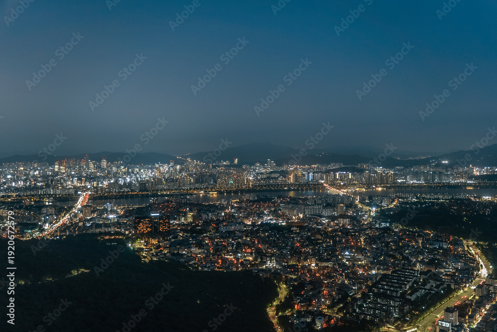 Fototapeta premium Scenic night view of Seoul skyline