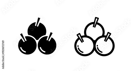 Simple icons representing a cluster of round fruits like cherries or berries on a stem