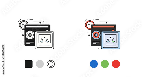 Legal tech platform icon, law and technology concept