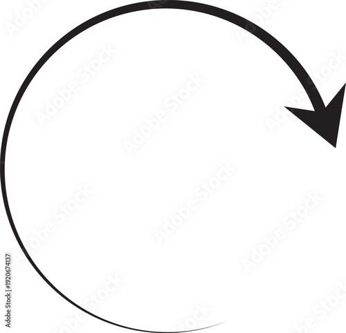A simple black circular arrow on a white background