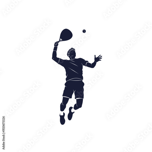 Silhouette of a man playing padel tennis, jumping to hit the ball during a serve