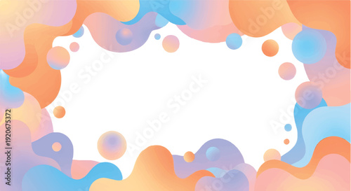Abstract horizontal background with colorful waves. Trendy vector illustration in style retro 60s, 70s. Pastel colors