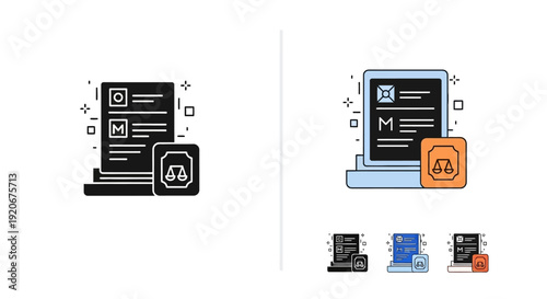 Online legal document, digital law and justice concept