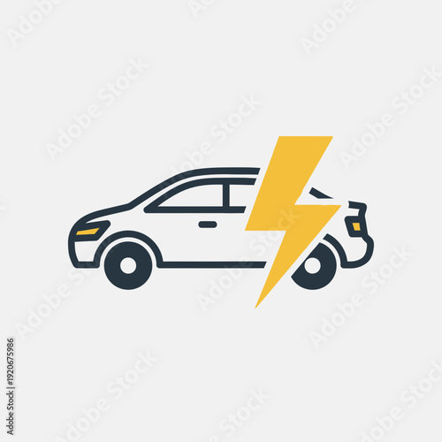 Car with a lightning bolt symbol indicating electric or hybrid vehicle.