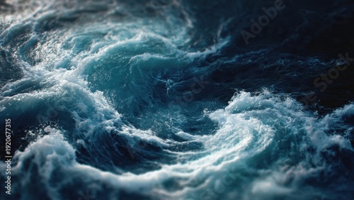 Deep Blue Ocean Waves Crashing