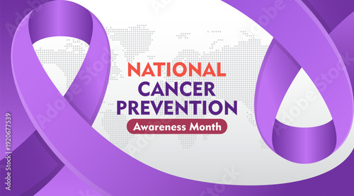 National Cancer Prevention month . Observed each year during February. Suitable for banner, cards, prints, social media, poster, flyer and background design template.
