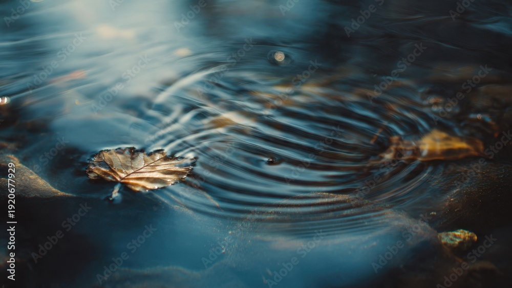 Fototapeta premium Leaf in Rippling Water