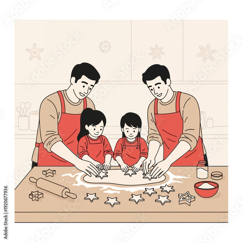 Joyful Family Baking Holiday Cookies Together Creating Sweet Memories